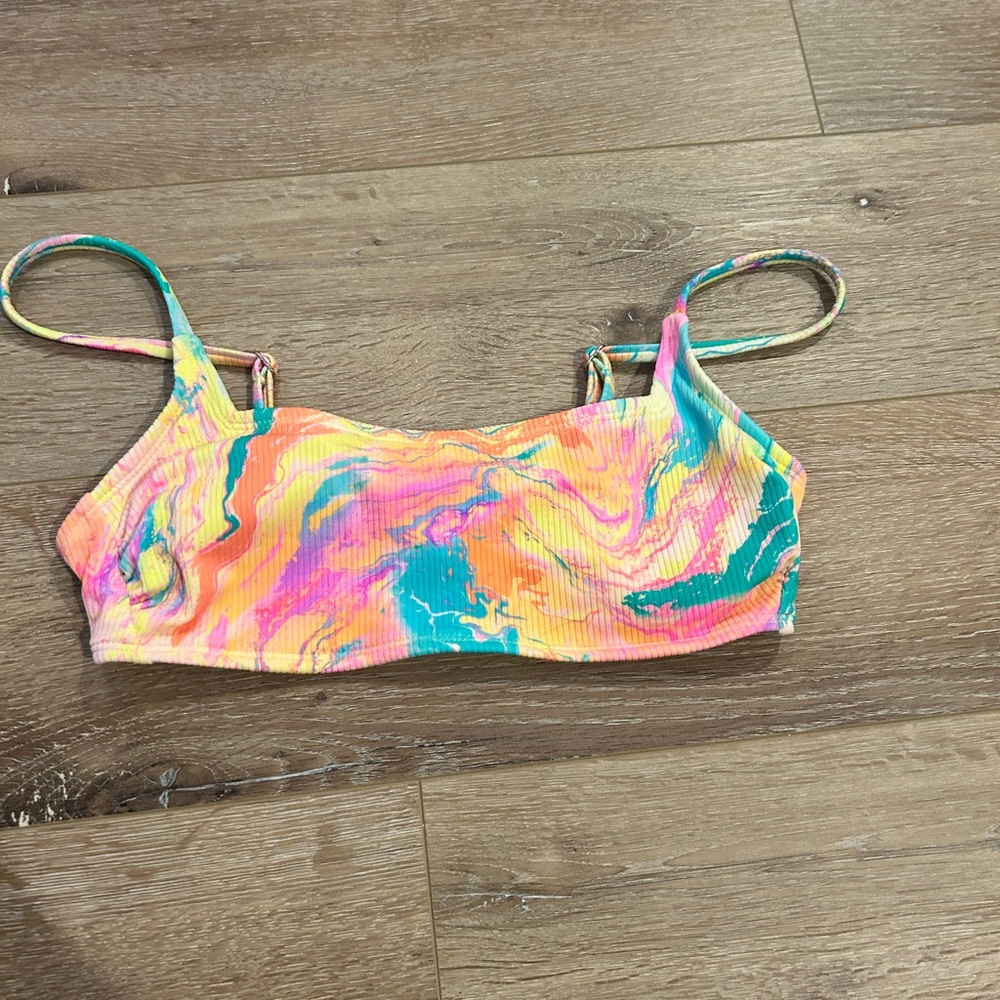 Colorful tie dye bathing suit top